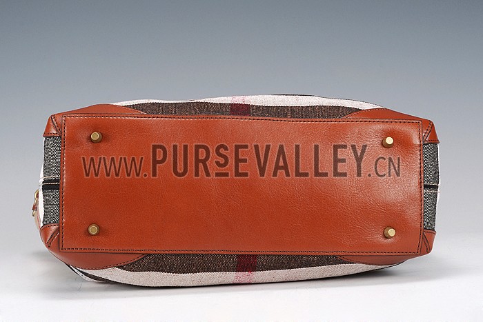 Burberry Large Canvas Check Tote Bag Brown 607811