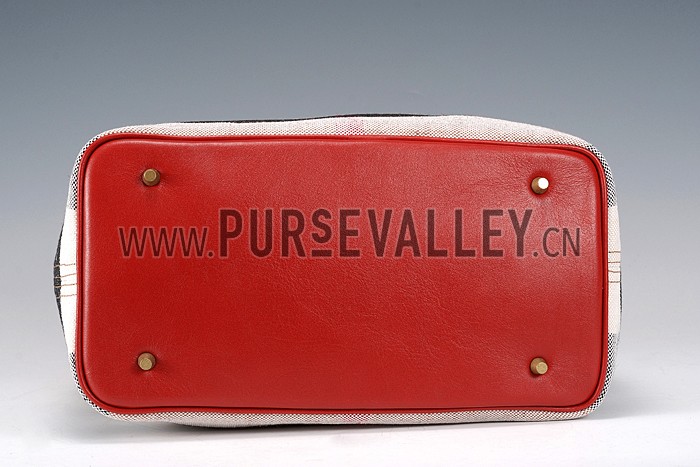 Burberry Medium Canvas Check Hobo Bag Red 607818