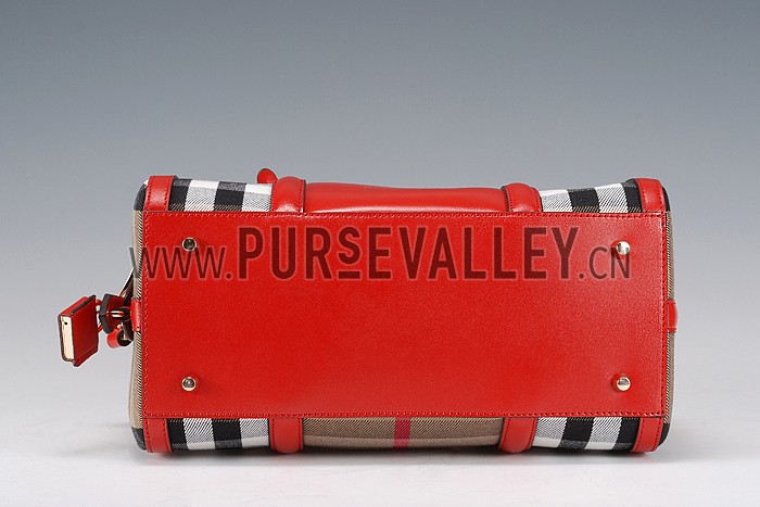 Burberry Sartorial House Check Bowling Bag Red 607822