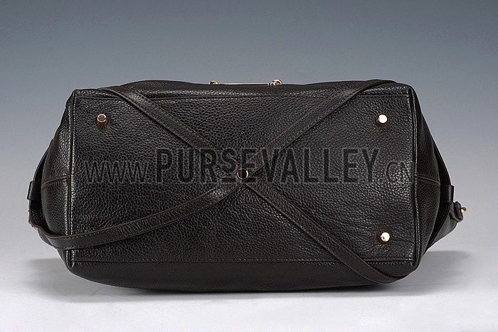 Burberry Small Leather and House Check Tote Bag Black 607825