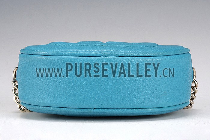 Gucci Soho Leather Mini Chain Bag Teal 607945