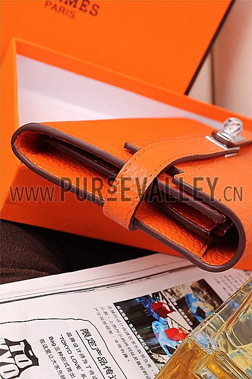 Hermes Kelly Long Wallet Orange 608074
