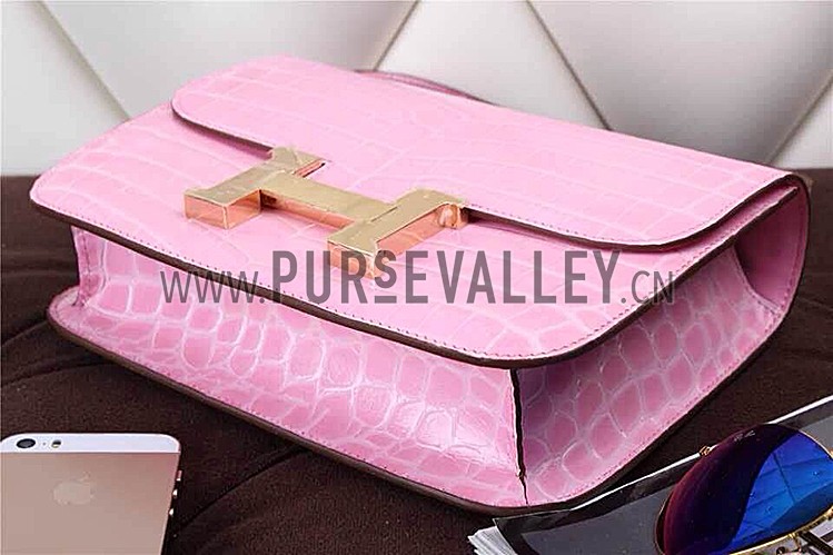 Hermes Constance Crocodile Leather Pink 608108