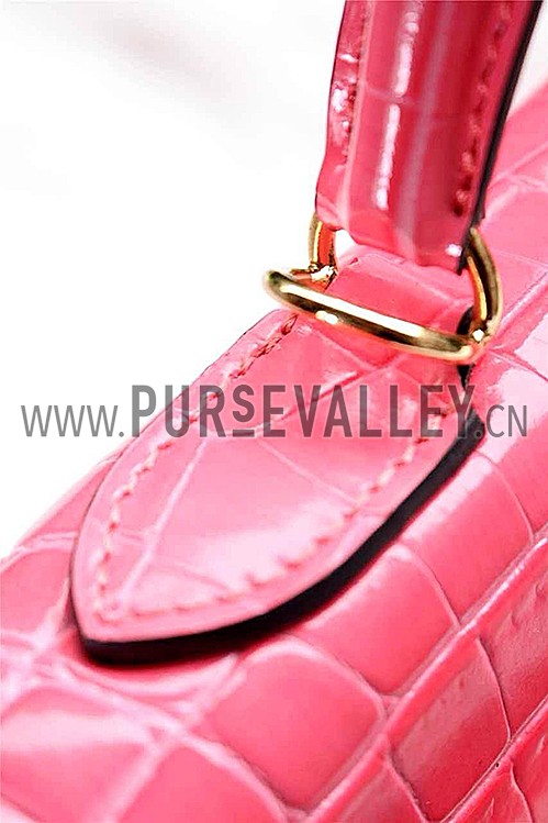 Hermes Kelly 28 Crocodile Leather Pink 608149