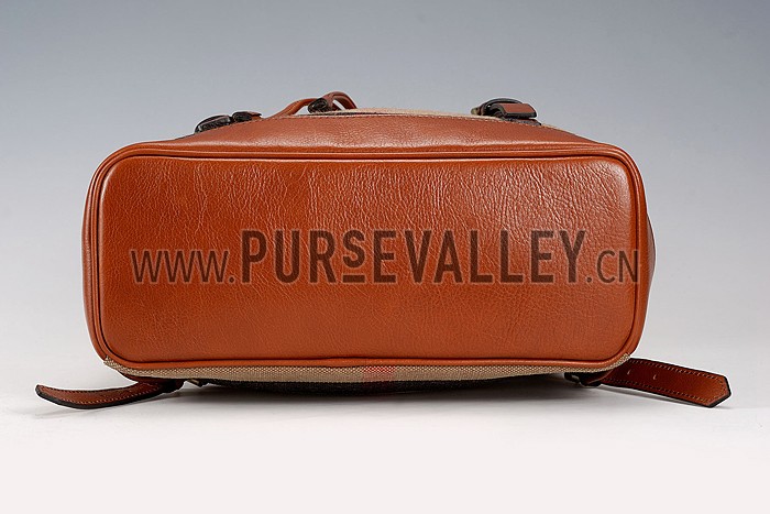 Burberry Man Canvas Check Backpack Saddle Brown 608273