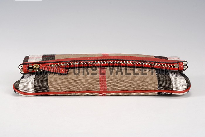 Burberry Canvas Check Foldover Crossbody Bag Cadmium Red 608276