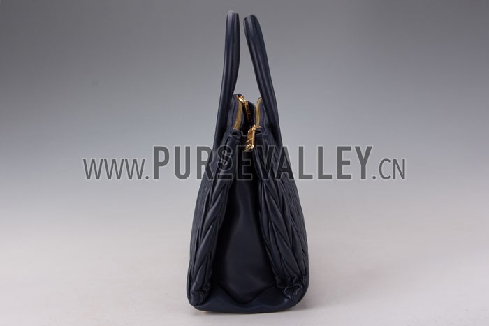 Miu Miu Nappa Leather Three-Pocket Bag Dark Blue