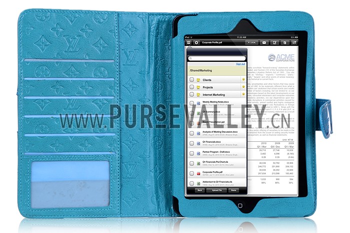 Louis Vuitton Vernis Mini iPad Wallet Case Blue