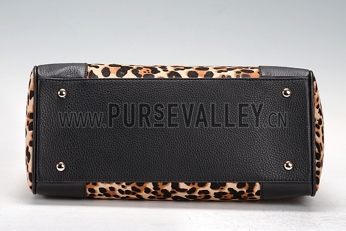 Gucci Bamboo Shopper Leather Small Tote Animal Print 607318