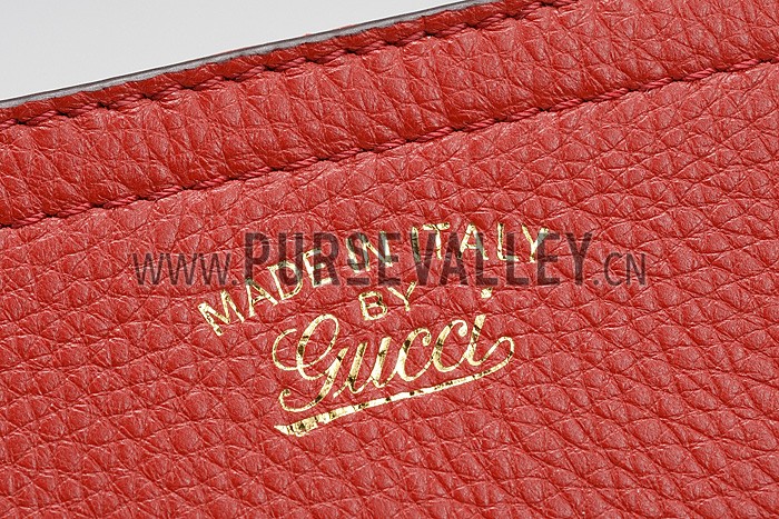 Gucci Bamboo Shopper Leather Small Tote Red 607320