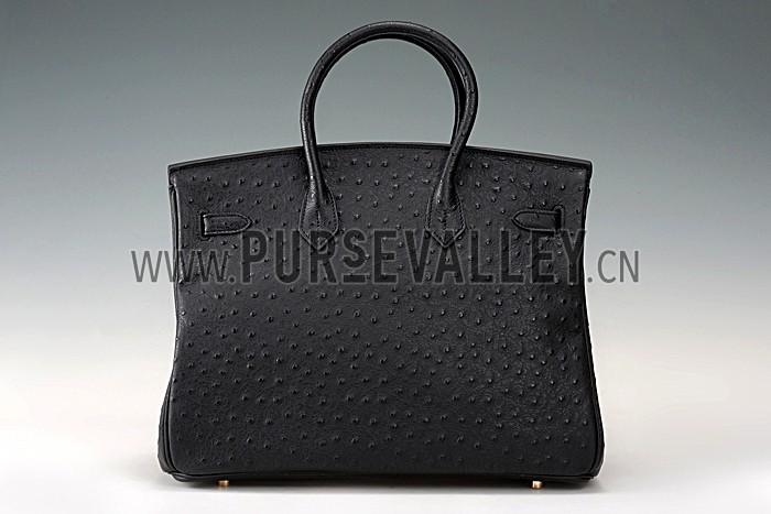 Hermes Birkin 35 Black Ostrich Leather 607482