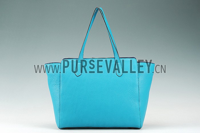 Gucci Swing Leather Tote Light Blue Medium 607684