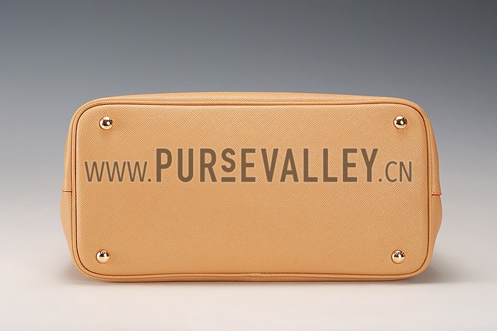 Prada Saffiano Double Tote Light Brown