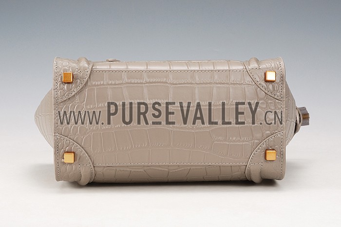 Celine Micro Luggage Crocodile Grey