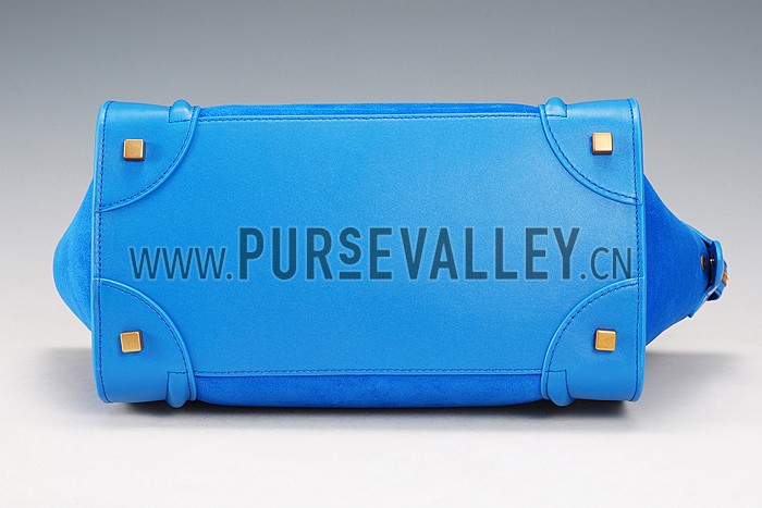 Celine Mini Luggage Blue Leather/Suede Leather