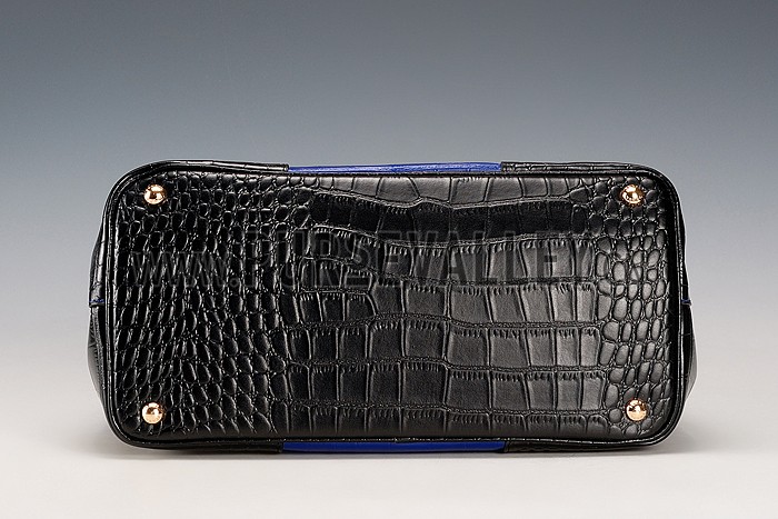 Prada Saffiano Crocodile Leather Black And Blue Bag