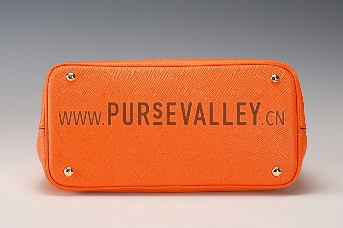 Prada Saffiano Double Tote Orange