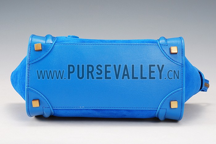 Celine Micro Luggage Blue Leather/Suede Leather