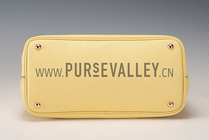 Prada Saffiano Double Tote Yellow