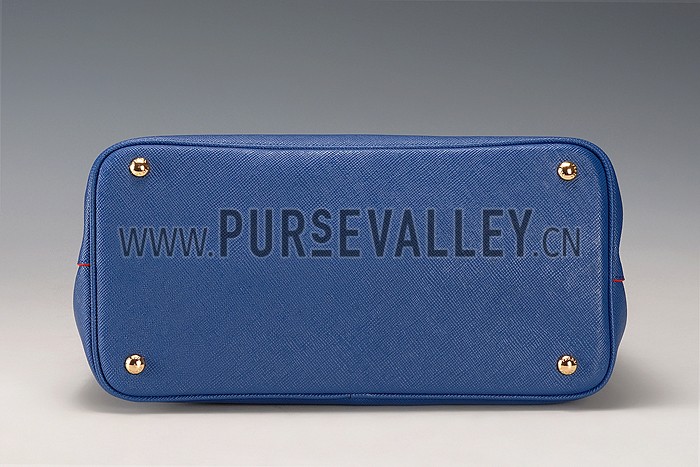 Prada Saffiano Double Tote Blue