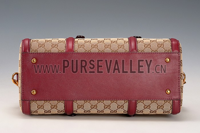 Gucci Lady Web GG Canvas Boston Bag Dark Red