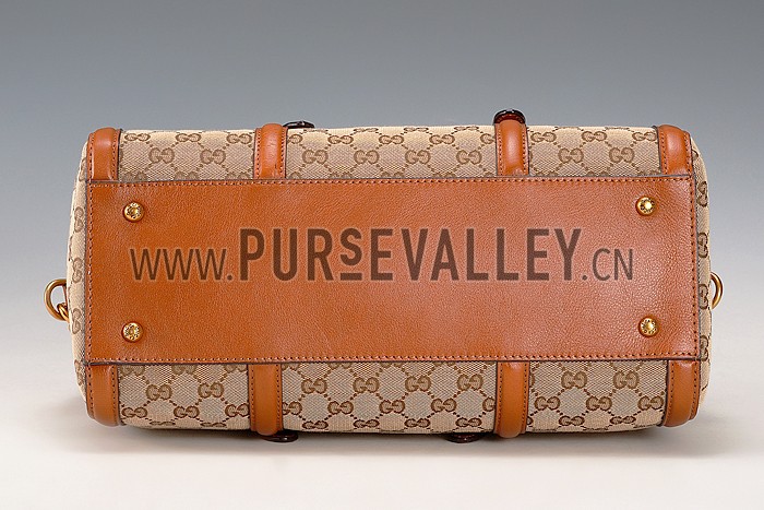 Gucci Lady Web GG Canvas Boston Bag Brown