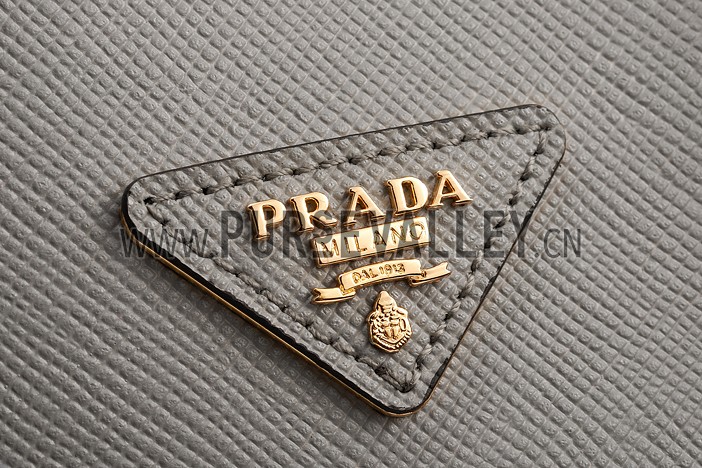 Prada Saffiano Double Tote Grey