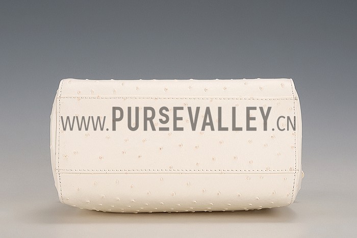 Fendi Peekaboo Mini Ostrich Leather White Bag