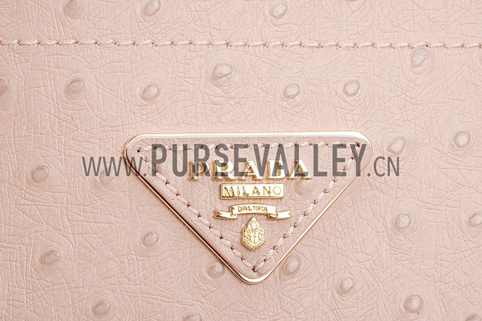 Prada Double Tote Ostrich Leather Bag Light Pink
