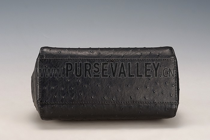 Fendi Peekaboo Mini Ostrich Leather Black Bag