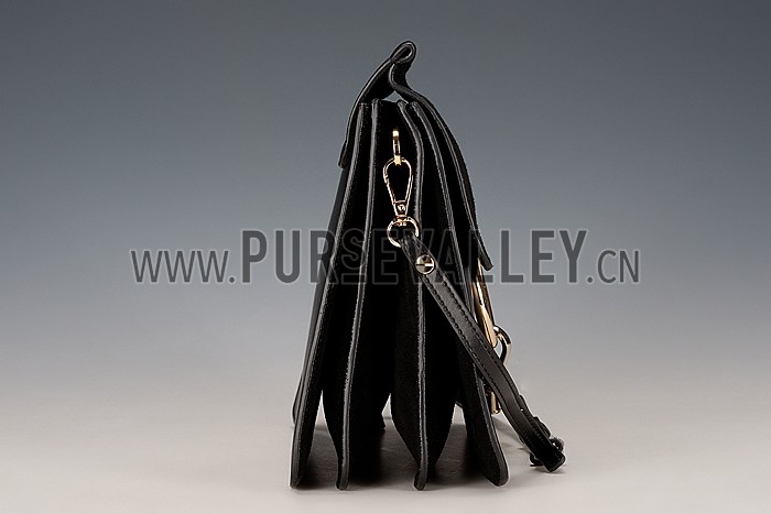 Chloe Faye Suede Flap Black Shoulder Bag