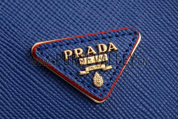 Prada Saffiano Double Tote Blue