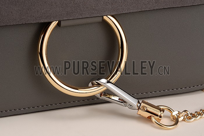 Chloe Faye Small Bag Grey Suede Leather Flap