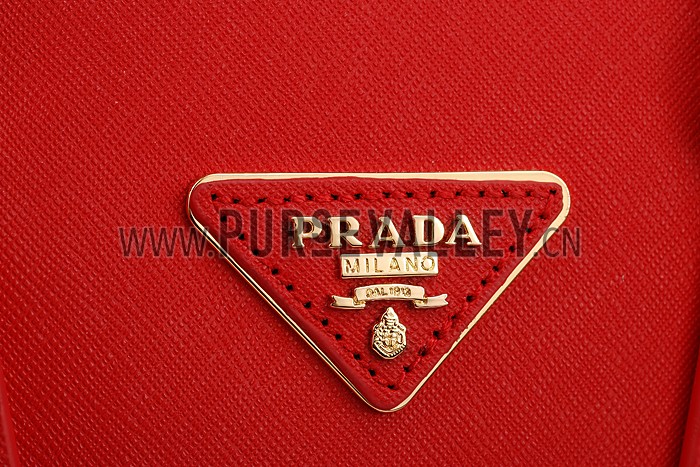 Prada Saffiano Small Crocodile Leather Black And Red Bag