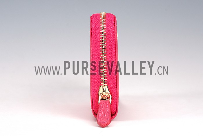 Prada Saffiano Leather Zip Around Rose Wallet