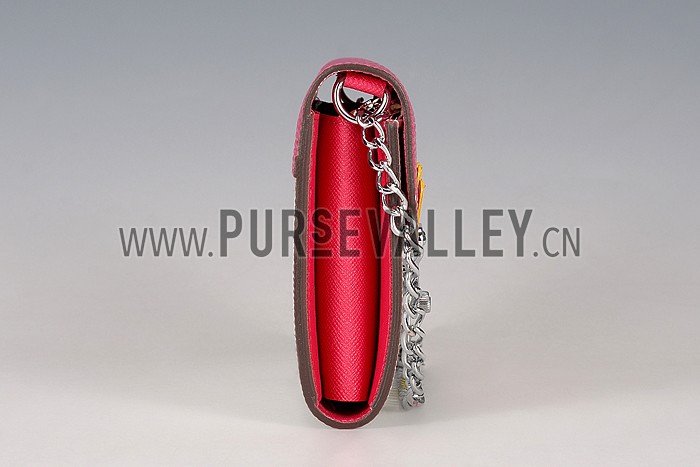 Louis Vuitton Tribal Mask Chaine Wallet Epi White Fuchsia