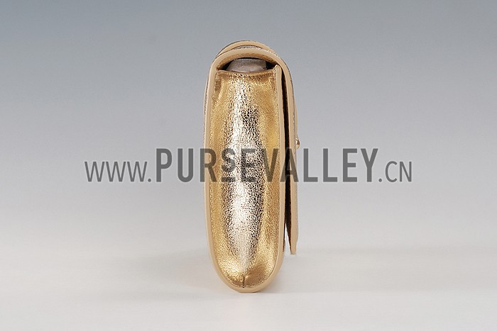 YSL Classic Y Clutch Gold Leather 608317