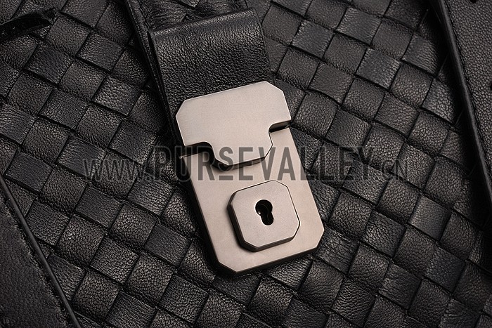 Bottega Veneta Intrecciato Nappa Top Large Handle Black Bag