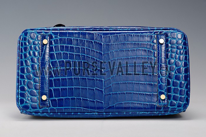 Hermes Birkin 35 Crocodile Leather Blue Brighton 608051