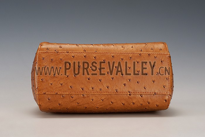 Fendi Peekaboo Mini Ostrich Leather Brown Bag