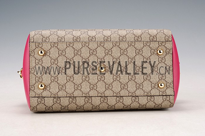 Gucci Boston Supreme Canvas Shoulder Bag Red & Fuchsia