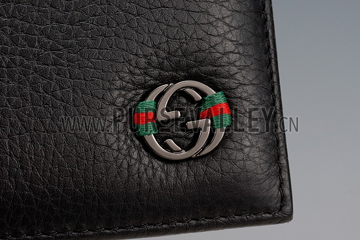 Gucci Bi-Fold Wallet With Interlocking G Metal Detail Black
