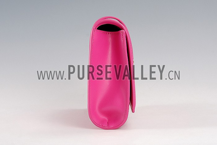 YSL Classic Y Clutch Fuchsia Leather 608318