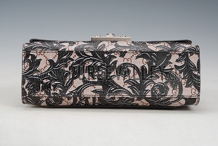 Gucci Padlock Arabesque Canvas Shoulder Bag Black