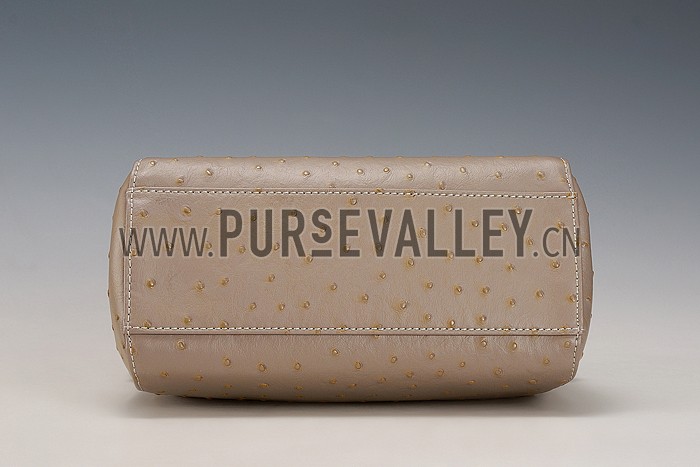 Fendi Peekaboo Mini Ostrich Leather Grey Bag