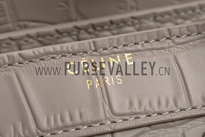 Celine Nano Luggage Crocodile Grey