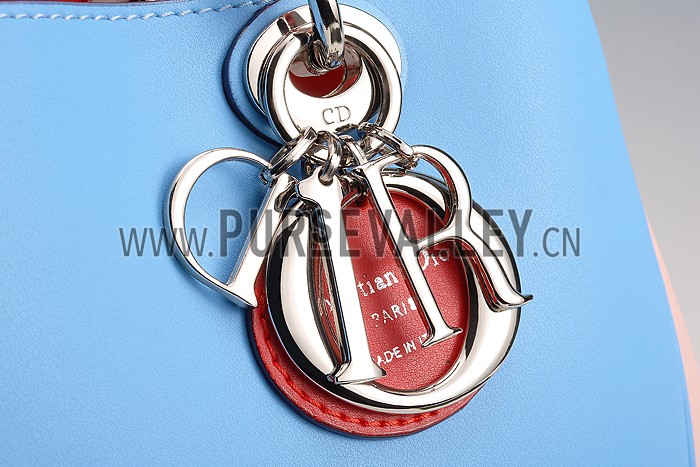 Diorissimo Medium Light Blue, Light Pink and Red City Bag