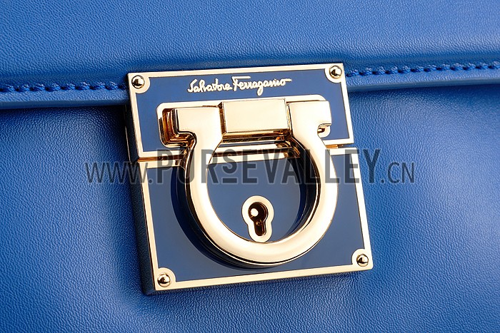 Salvatore Ferragamo Sofia Mini Leather Tote Blue