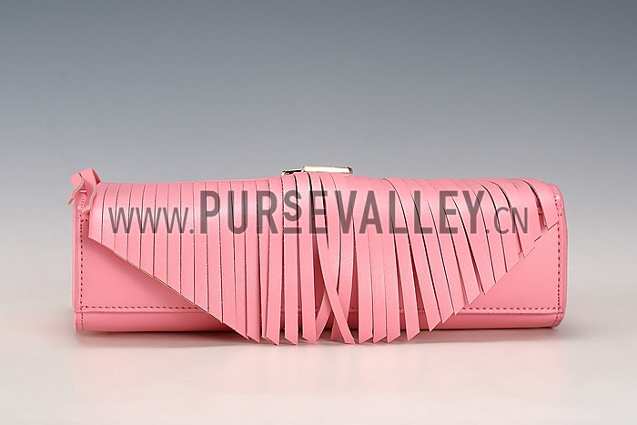Saint Laurent Medium Fringed Suede Leather Satchel Pink
