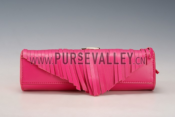 Saint Laurent Medium Fringed Suede Leather Satchel Fuchsia